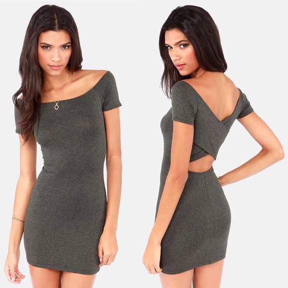 Lulus Dresses & Skirts - Show Off-The-Shoulder Cutout Grey Dress
