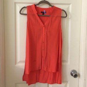Eileen Fisher Sz PS Coral Pink 100% silk hi-lo top