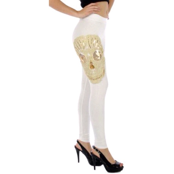 Baroque skull patch leggings. - Picture 2 of 4