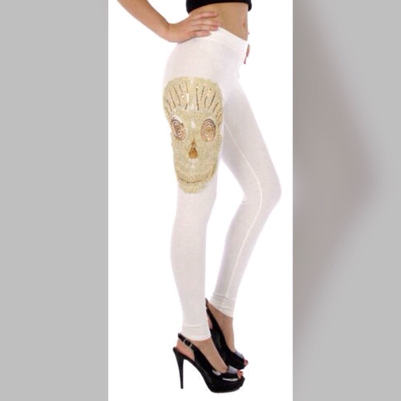 Baroque skull patch leggings. - Picture 4 of 4