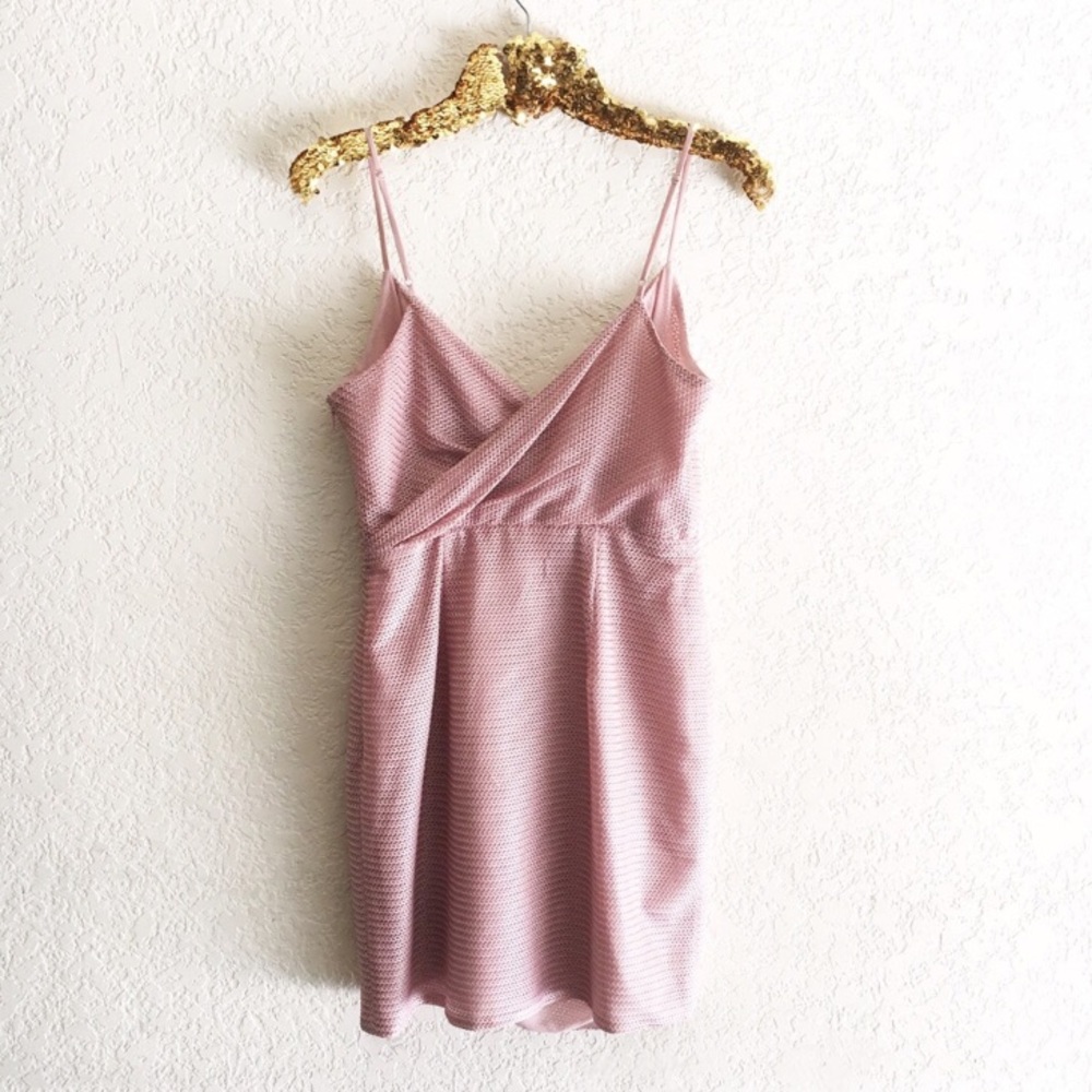 Silence + Noise Rose Gold Metallic Wrap Dress - Picture 2 of 4