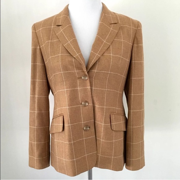 camel check blazer