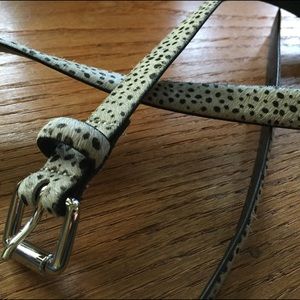The Limited Black and White Haircalf Skinny Belt