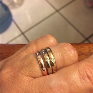 3 - 14k Gold Yellow Pink White Ring-Diamonds