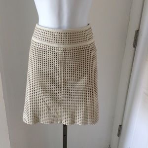 Tory Burch Cream Leather Heart Mini Skirt