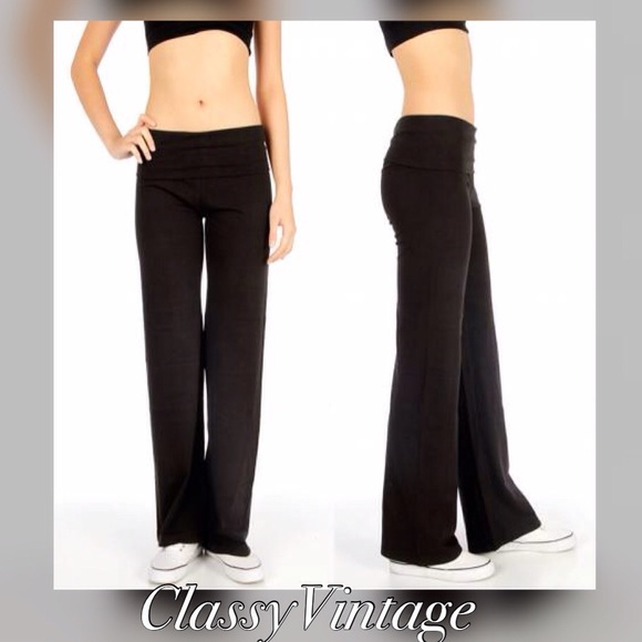 Boutique Pants - Jet black cotton blend yoga pants