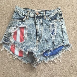 Acid Wash High Waisted Shorts