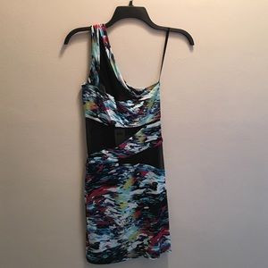 NEVER WORN Arden B One Sleeve Mesh/Print dress
