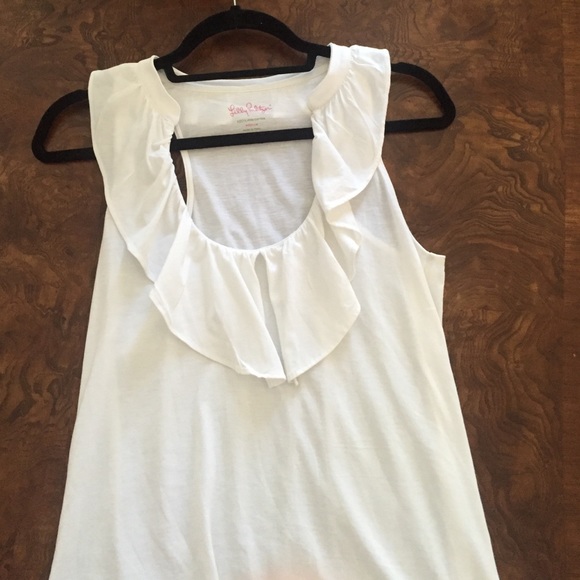 Lily Pultizer white ruffled tank