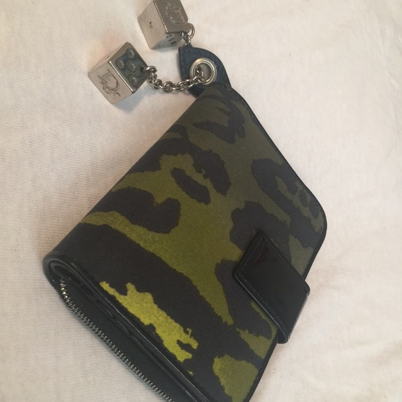 John Galliano 4 Dior Gambler Wallet Green Leopard