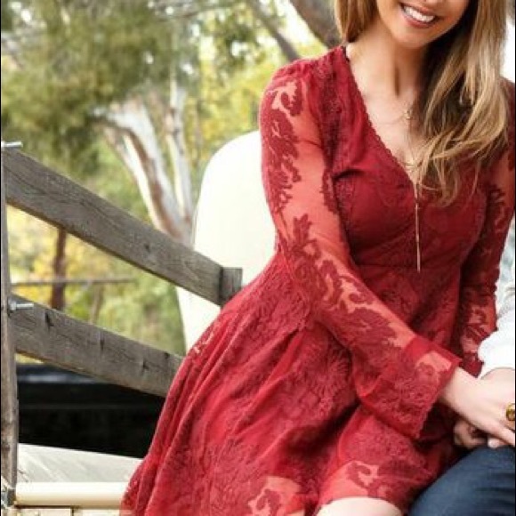 Free People Burgundy Boho Dress Sz 4