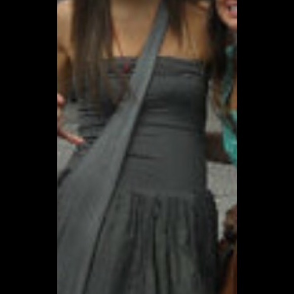 Forest green strapless dress