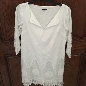 Ann Taylor White Embroidered Dress Sz S