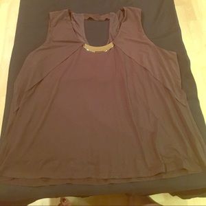 Brown tank with gold neck accessory