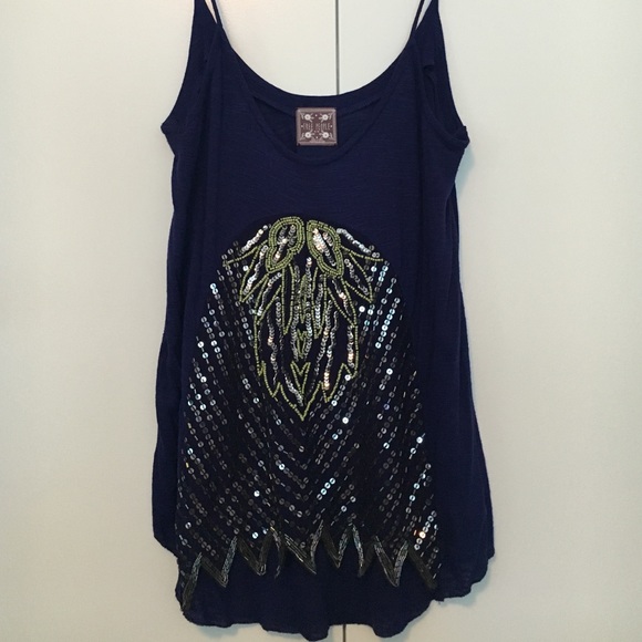 Free People Purple Beaded Top