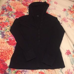 Black Henley-Style Hoody