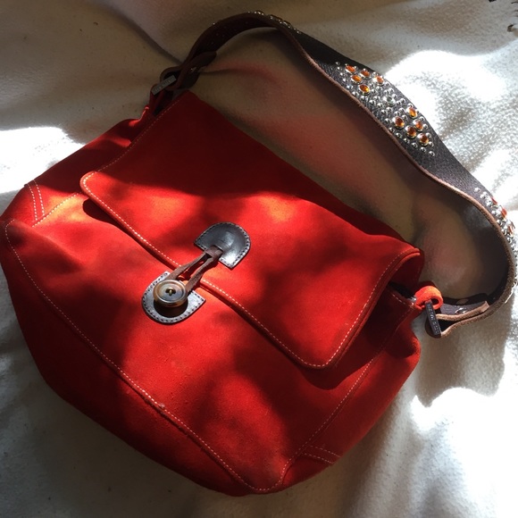 Beautiful bright rust orange SUEDE purse