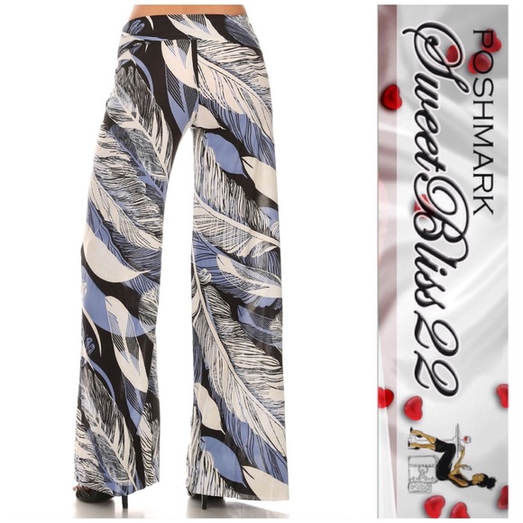 💄Blue Feather Palazzo Pants💄 - Picture 2 of 4