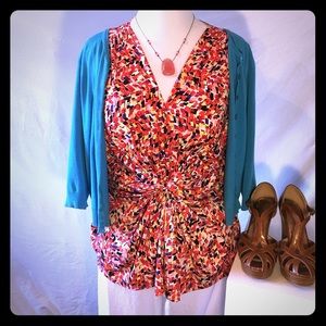 Geometric short sleeve blouse