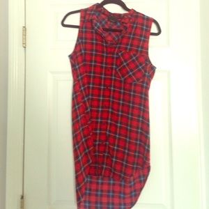 Plaid sleeveless tunic