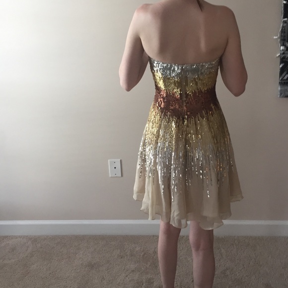 La Femme Ombré Gold Sequin Prom Dress - Picture 2 of 4