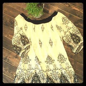 Sheer Flowy Boatneck Blouse