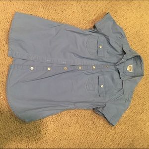 Converse short sleeve button down blue blouse