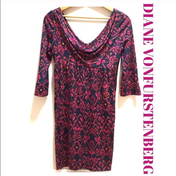 Diane VonFurstenberg 100% silk tunic low cut mini