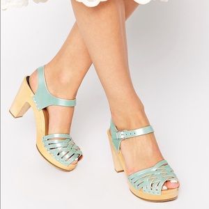 Swedish Hasbeens Braided Sky High Clog Mint Green