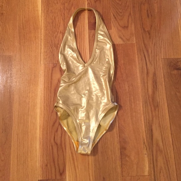 Gold one piece bathing suit