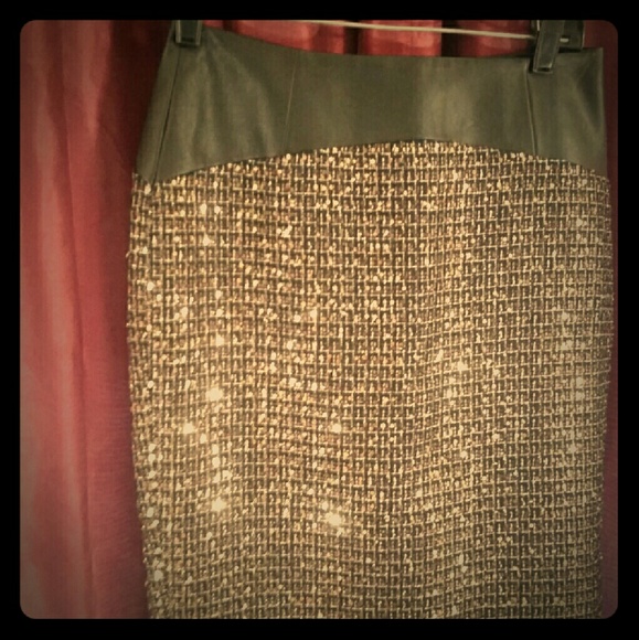 SALEEEEE sparkly pencil skirt with leather trim