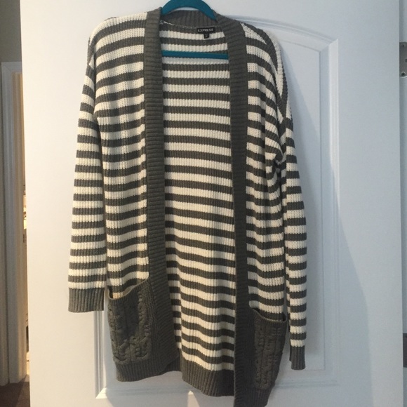 Express grey and white striped sweater