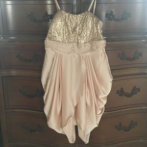 Cream and gold mini dress