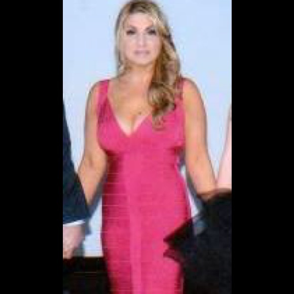 Herve Leger Bandage Gown Hot Pink Size Medium