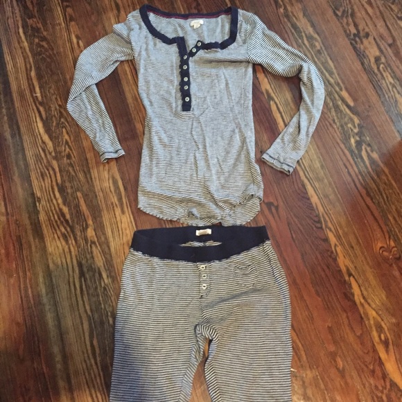 Aerie Navy blue and white striped pajama set