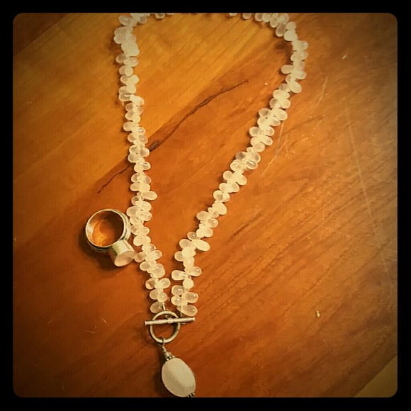 Silpada pink stone necklace & ring