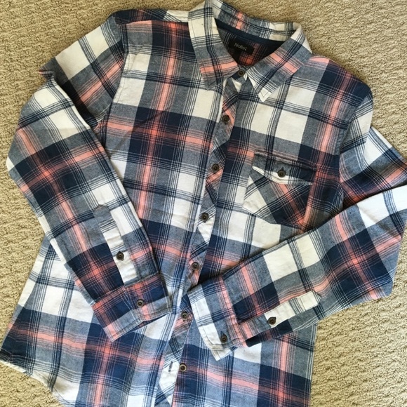 NEW PRICE Blue, Pink and White Flannel Shirt