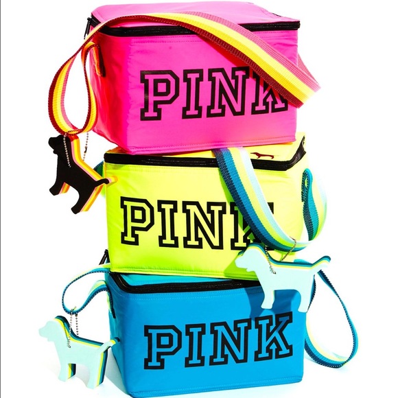(1) Yellow PINK Victoria Secret Cooler W/Keychain