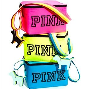 (1) Yellow PINK Victoria Secret Cooler W/Keychain
