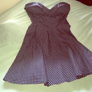 Strapless Navy Polka dot dress.  NWT!