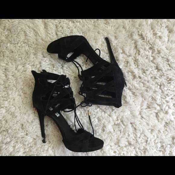 Steve Madden black lace up heels - Picture 2 of 3