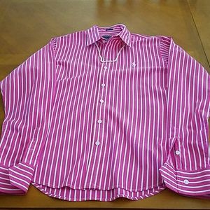 Raspberry with white stripe Ralph button down