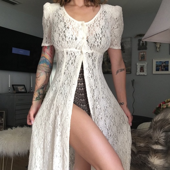 Vintage lace button up dress
