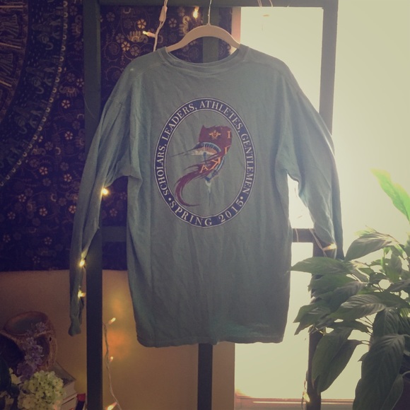 Comfort Colors Tops Longsleeve Fraternity Tee In Seafoam Green