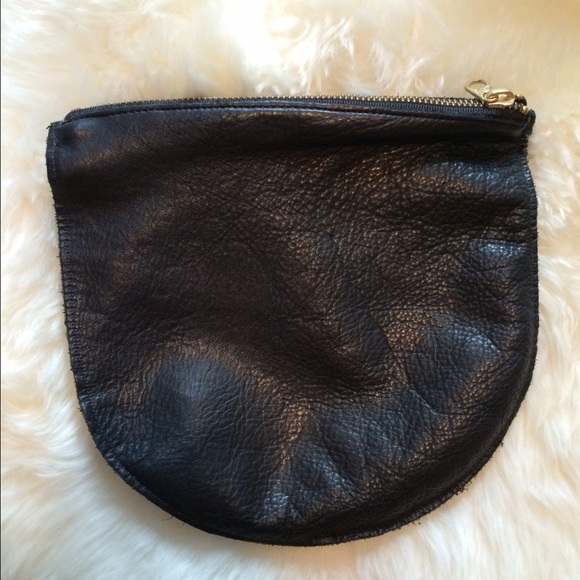 Baggu medium black leather pouch