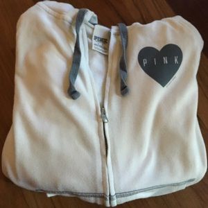Victoria's Secret PINK White Zip Up Hoodie