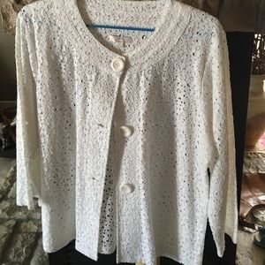 Lace spring button down top
