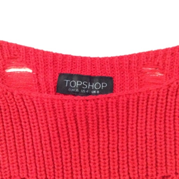Topshop Red Knitted Crop Top - Picture 2 of 2