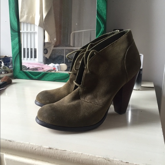 Seychelles green heeled booties.