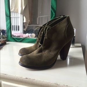 Seychelles green heeled booties.